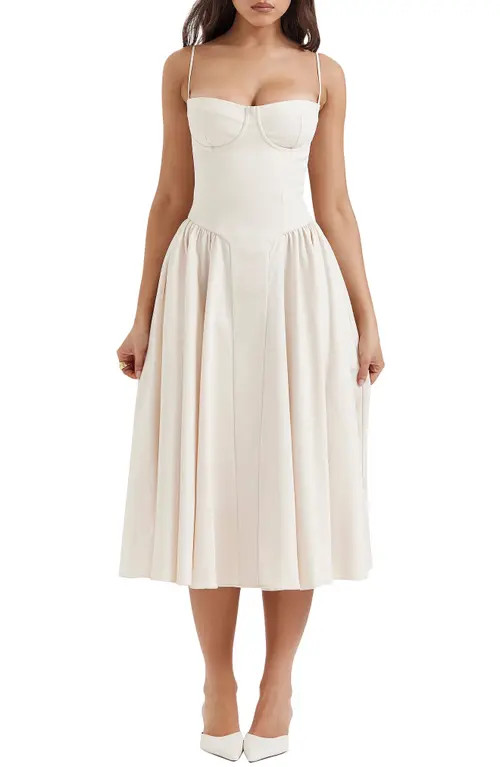 HOUSE OF CB Samaria Corset Fit & Flare Dress in Vintage Cream at Nordstrom, Size X-Small D | Nordstrom
