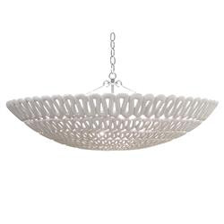 Oly Studio Pipa Modern Classic White Resin Silver Hardware Bowl Chandelier | Kathy Kuo Home