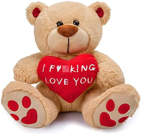 Donse Valentines Day Gifts for Her Mom Wife Girlfriend Naughty,10 inch Red Heart Brown Teddy Bear... | Amazon (US)