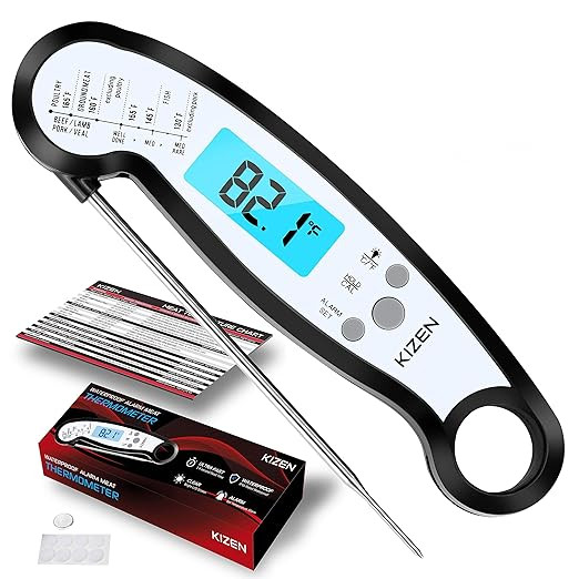 Kizen Meat Instant Read Thermometer - Best Waterproof Alarm Thermometer with Backlight & Calibrat... | Amazon (US)
