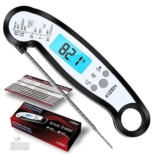 Kizen Meat Instant Read Thermometer - Best Waterproof Alarm Thermometer with Backlight & Calibrat... | Amazon (US)