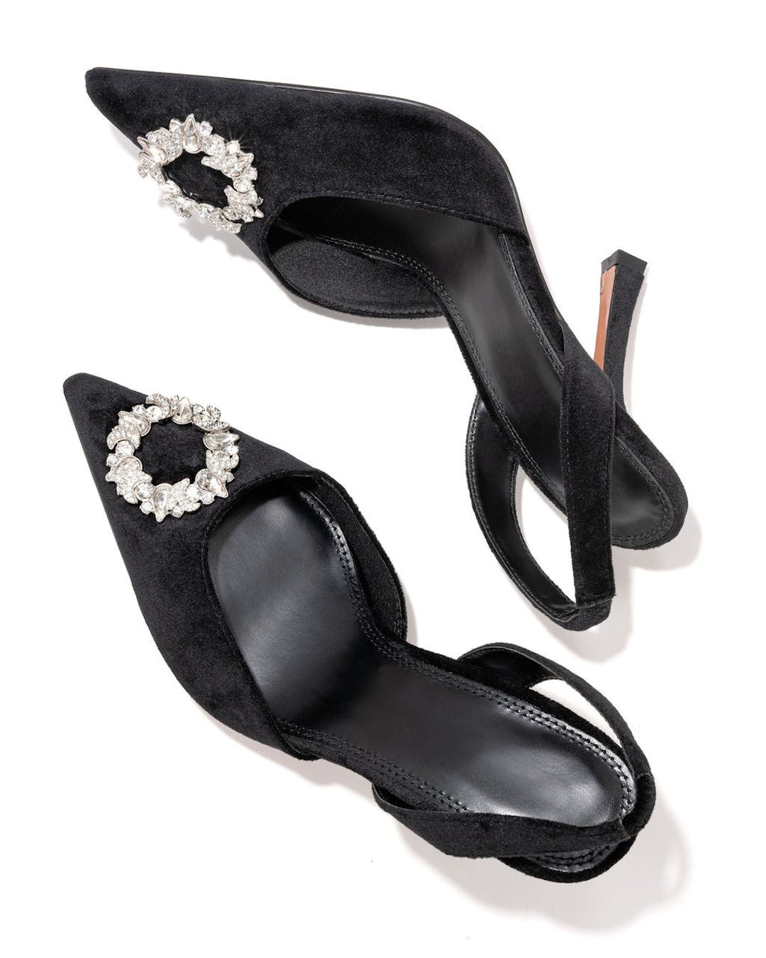 Madison Velvet Embellished Slingback Heel - Black | VICI