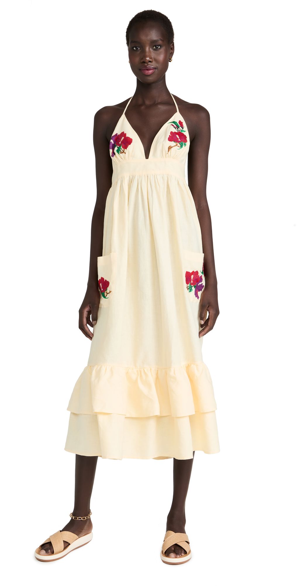 Pamuk Halter Dress Floral Embroidery | Shopbop