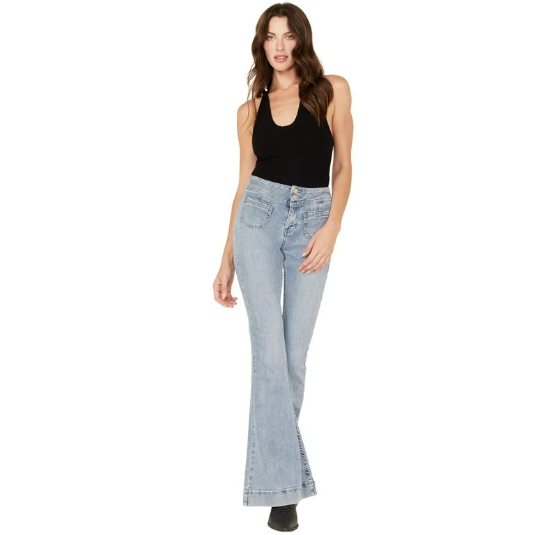 Shyanne Women's Light Wash High Rise Flare Jeans - SWFA22J45 33W x 36L | Walmart (US)