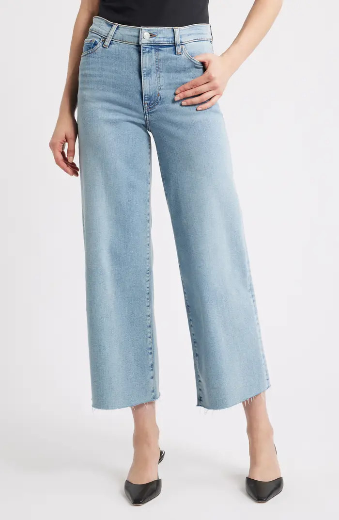 Le Slim Palazzo Raw Hem High Waist Crop Wide Leg Jeans | Nordstrom