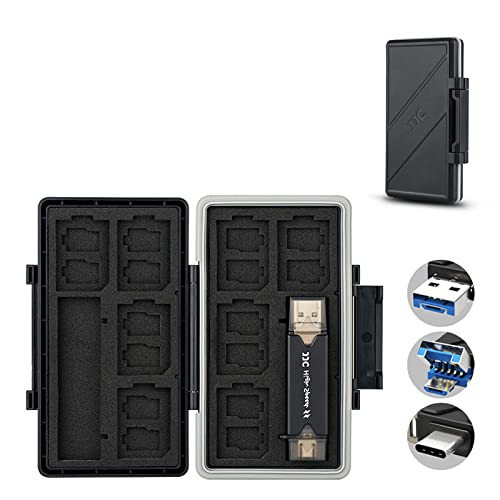 24 Slots Memory Card Case Holder for 16 Micro SD Cards, 8 SD Cards, Includes a 3 in 1 Type C USB 3.0 Micro USB 2.0 Memory Card Reader, Water-Resistant Anti-Shock | Amazon (US)