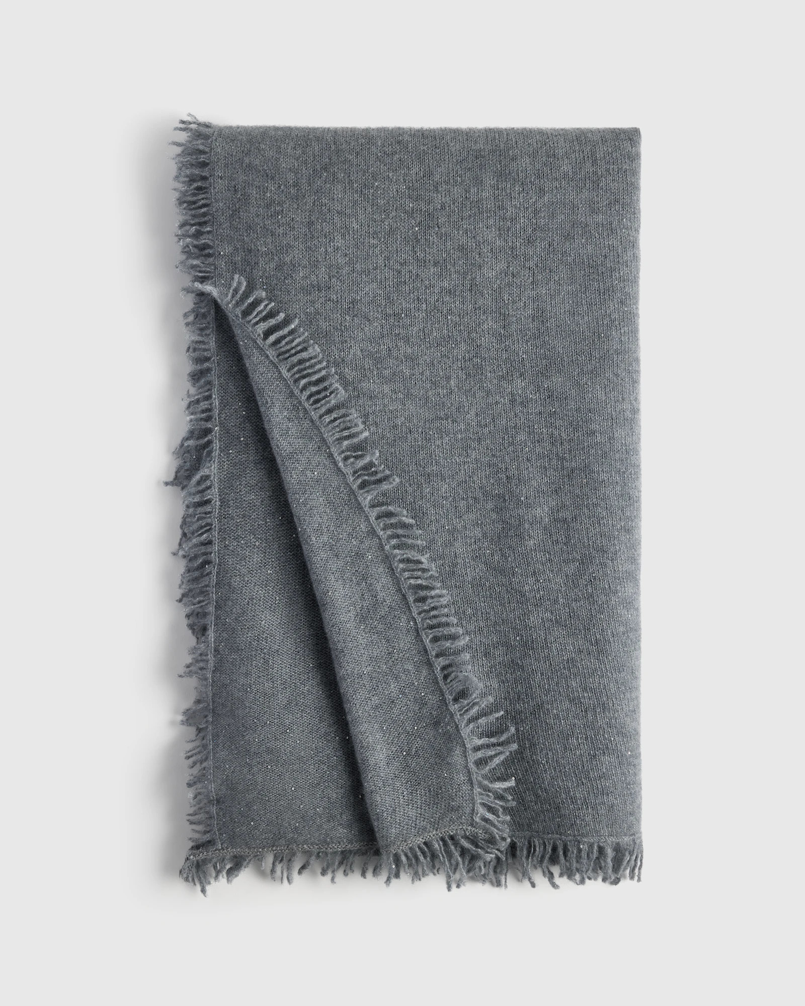 Cashmere Sequin Embellished Scarf in Heather Grey | Quince