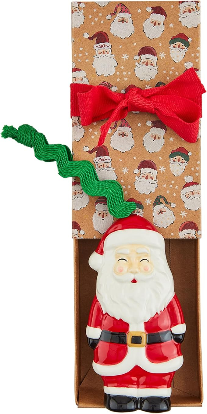 Mud Pie Boxed Ceramic Ornaments, Santa, 4 1/2" x 2 1/2" | Amazon (US)
