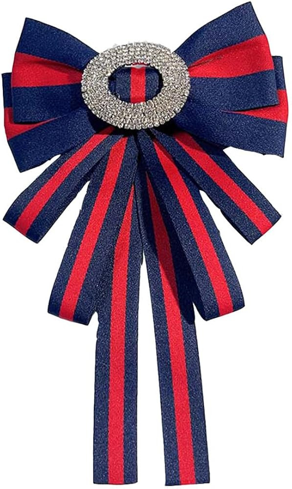 Rhinestone striped Ribbon big bow tie exaggerated large bow tie sweater neckline Brooch（Multi-c... | Amazon (US)