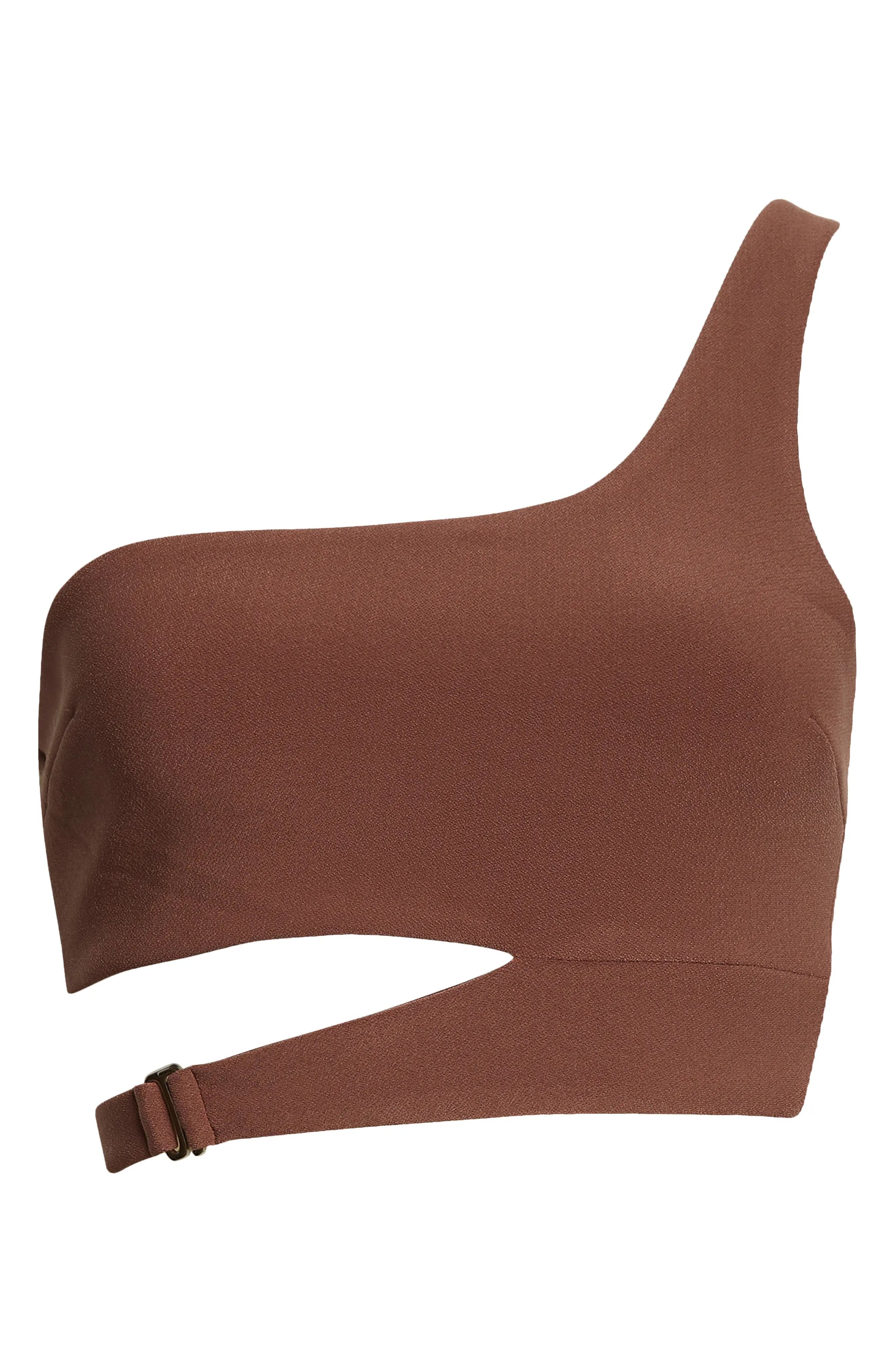 Bec & Bridge Ivy One+Shoulder Cutout Crop Top in Dark Chocolate at Nordstrom | Nordstrom