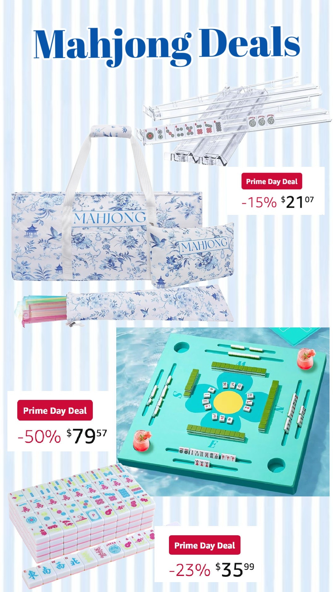 Mahjong deals on Amazon prime day!

Analog hobbies, amazon prime deals

#LTKSaleAlert #LTKHome #LTKdayinmylife