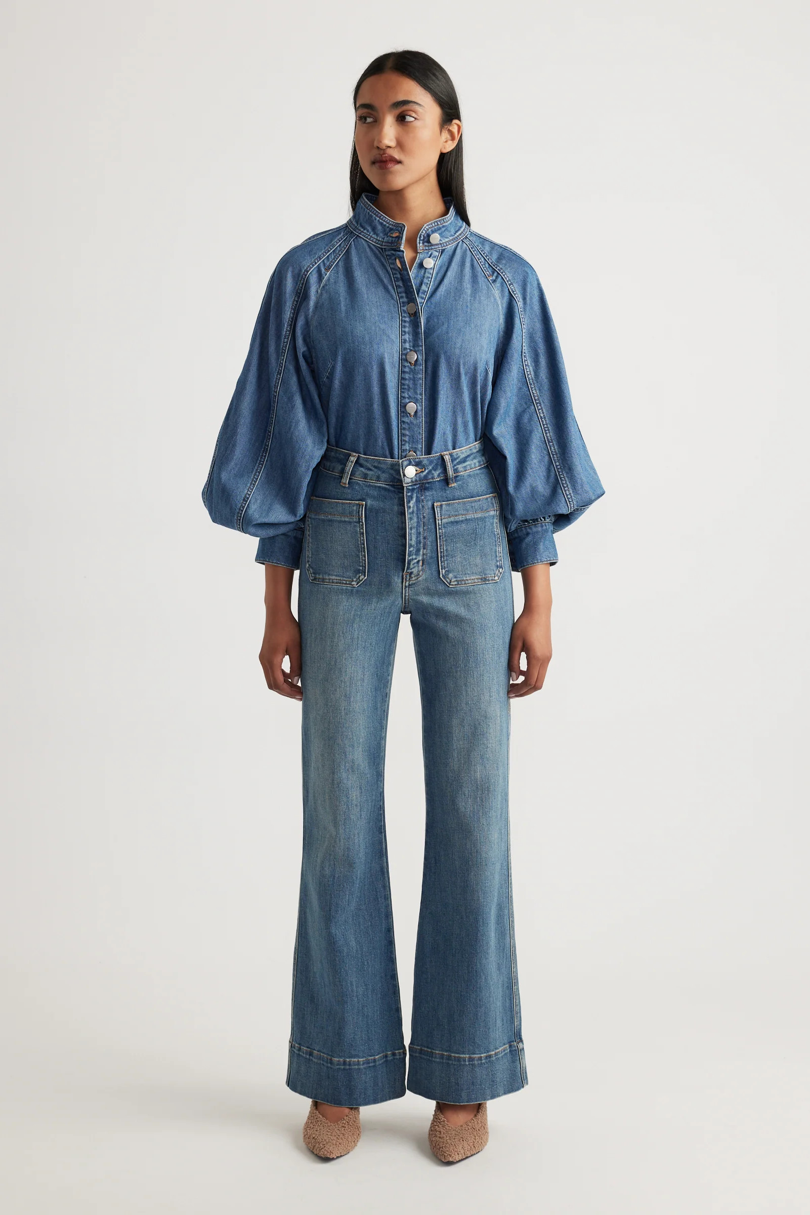 Tori High Rise Flare Jeans - Arctic Blue | DECJUBA