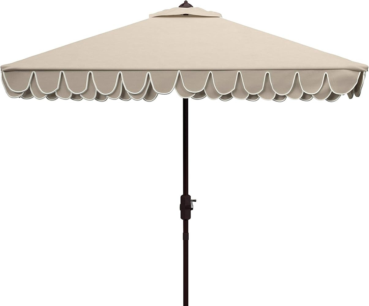 Safavieh Outdoor Elegant Valance White and Black 7'6" Square UV Protected Umbrella, White/Black | Amazon (US)