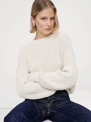 Chunky Cotton Crew-Neck Sweater | Banana Republic (CA)