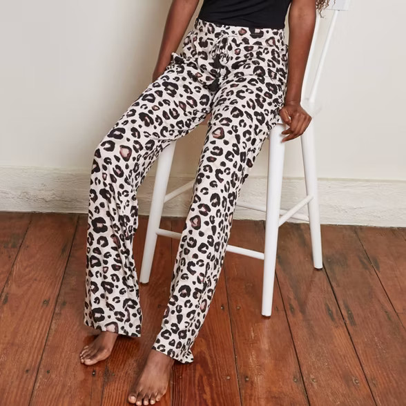 Women's Animal Print Long Length Beautifully Soft Pajama Pants - Stars Above™ Oatmeal | Target