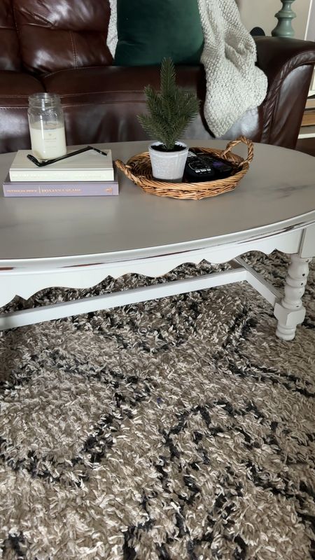 A good before and after of this adorable coffee table! I love the scalloped edges and dainty look of this piece! 

I used:

✨@wiseowlpaint Primer in clear
✨ @melangepaints One in the color Epiphany
✨ @generalfinishes High Performance Topcoat in the flat finish

I sprayed everything with the @wagnerspraytech Flexio 5000 and used the @harttoolsusa Cordless Orbital Sander to distress. 

#LTKhome #LTKVideo #LTKfindsunder50