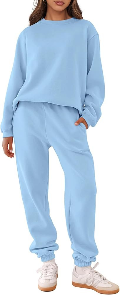 ANRABESS Women's Two Piece Outfits Sweatsuit Lounge Set Long Sleeve Crewneck Sweatshirt Jogger Pa... | Amazon (US)