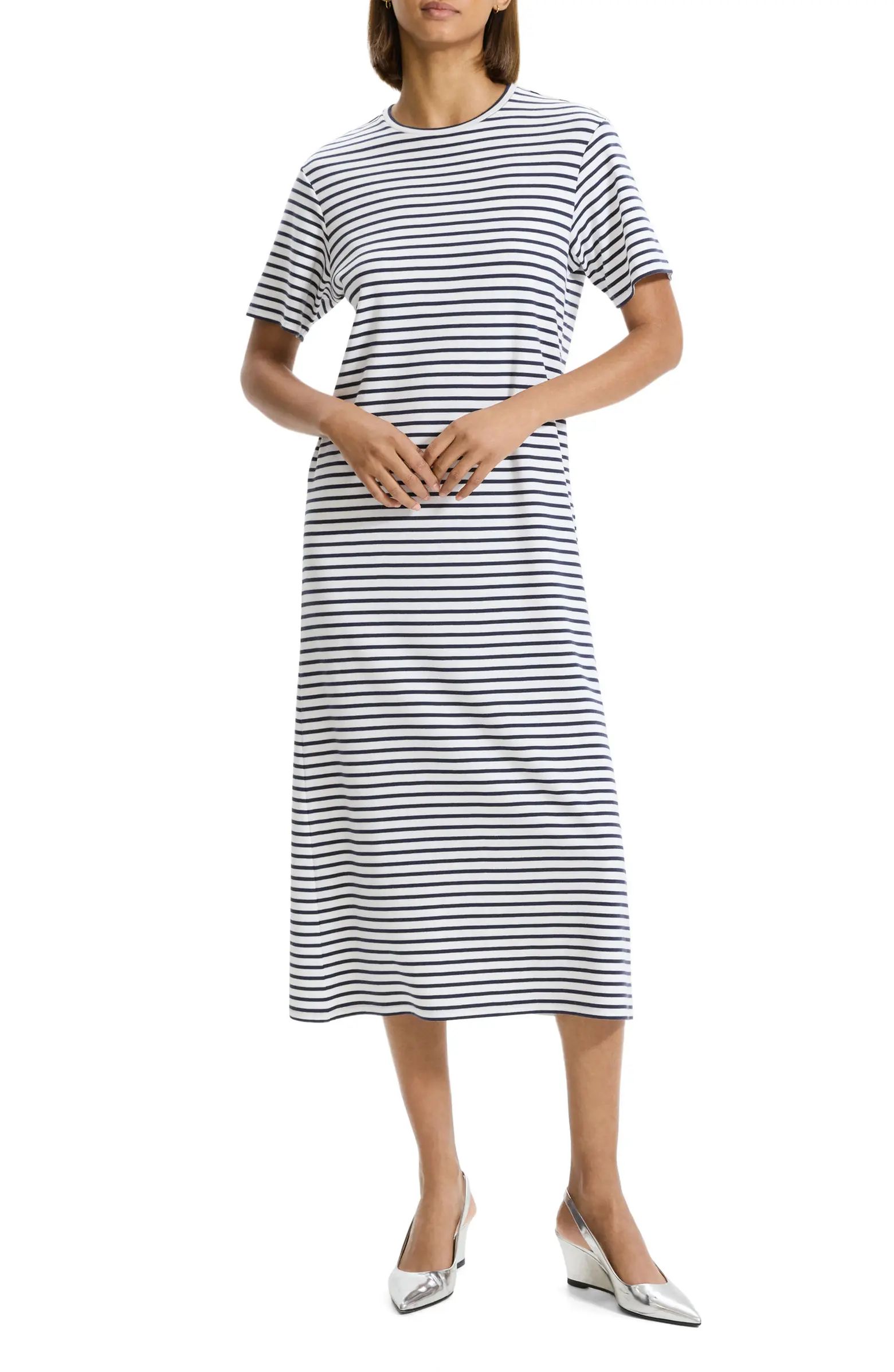 Theory Clint Stripe Cotton T-Shirt Dress | Nordstrom | Nordstrom