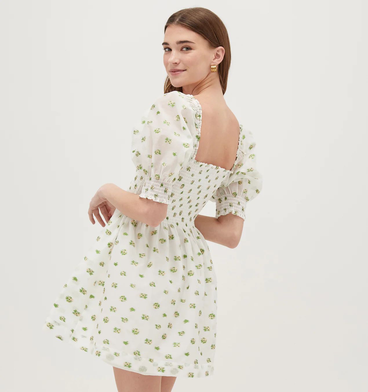 The Organza Athena Nap Dress - Olive/Coral Floral Jacquard | Hill House Home