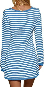 Saodimallsu Womens Striped Pullover Sweater Crew Neck Fall Long Sleeve Trendy Casual Ribbed Knit ... | Amazon (US)