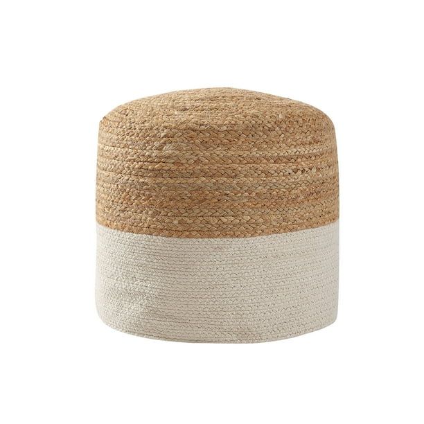 MoDRN Color Block Jute Pouf, 16"x16"x16", Two Tone, 1 Piece - Walmart.com | Walmart (US)