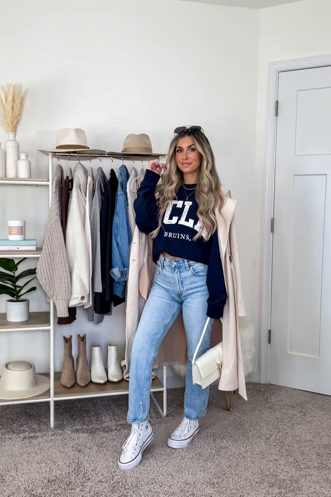 Casual fall outfit 🫶🏼 
Trench coat: xs
Sweatshirt: medium
Jeans: 25 extra short for a cropped look 

#LTKfindsunder100 #LTKSeasonal #LTKfindsunder50