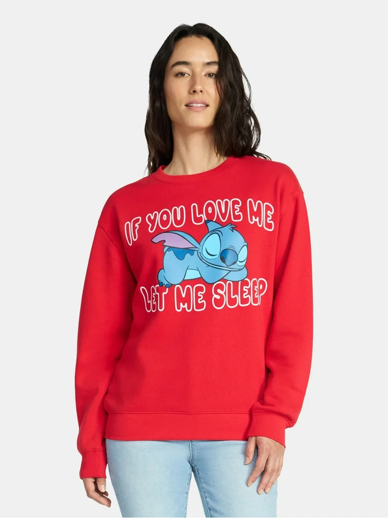 Stitch Women's If You Love Me Graphic Sweatshirt with Long Sleeves, Sizes XXS-XXL | Walmart (US)