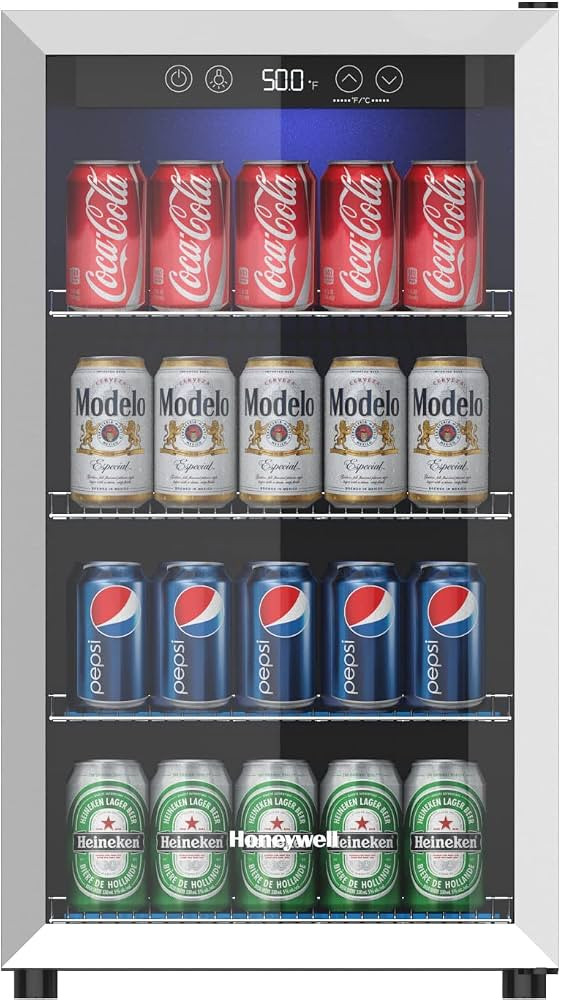 Honeywell Beverage Refrigerator and Cooler, 115 Can Mini Fridge with Glass Door for Soda Beer or ... | Amazon (US)