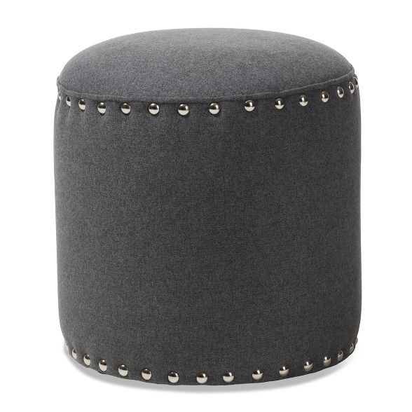 Rosine Modern and Contemporary Fabric Upholstered Nail Trim Ottoman - Baxton Studio | Target