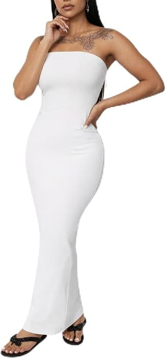 Ulovmi Women Maxi Strapless Dress Long Wrap Casual Party Club Cocktail Dresses | Amazon (US)