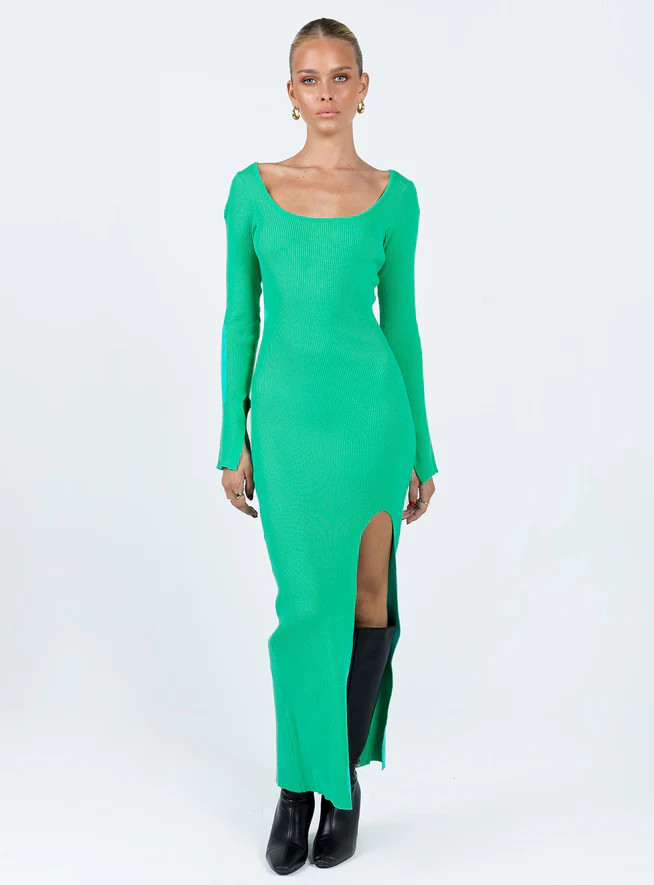 Herald Long Sleeve Midi Dress Sage | Princess Polly US
