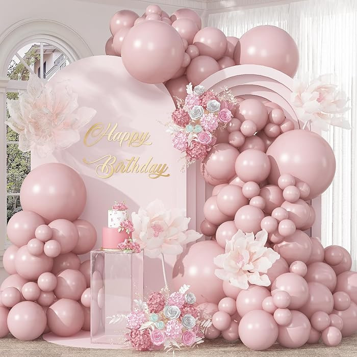 Cavern Pink Balloons Arch Boho Pink Balloons Garland Retro Dusty Blush Rose Balloon Different Siz... | Amazon (US)