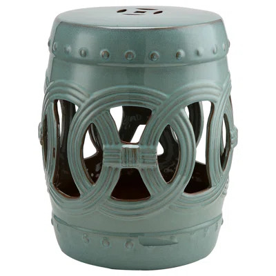 14" X 17" Ceramic Garden Stool With Double-Coin Knotted Ring Design Strong Glazed Material, Decorative End Table, Home Collection | Wayfair North America