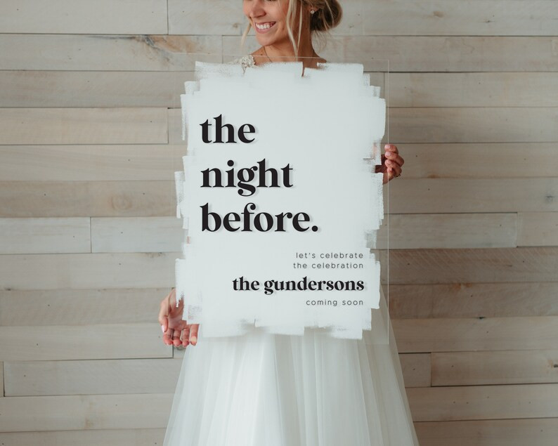 The Night Before Acrylic Rehearsal Dinner Welcome Sign, Modern Event Decor, Clear, Frosted, Opaqu... | Etsy (US)