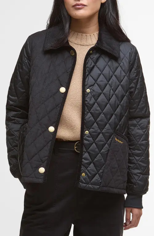 Barbour Marla Cropped Quilted Jacket in Black/Classic at Nordstrom, Size 4 Us | Nordstrom