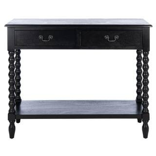 Athena 2-Drawer Black Wood Console Table | The Home Depot