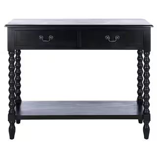 SAFAVIEH Athena 2-Drawer Black Wood Console Table CNS5702B - The Home Depot | The Home Depot