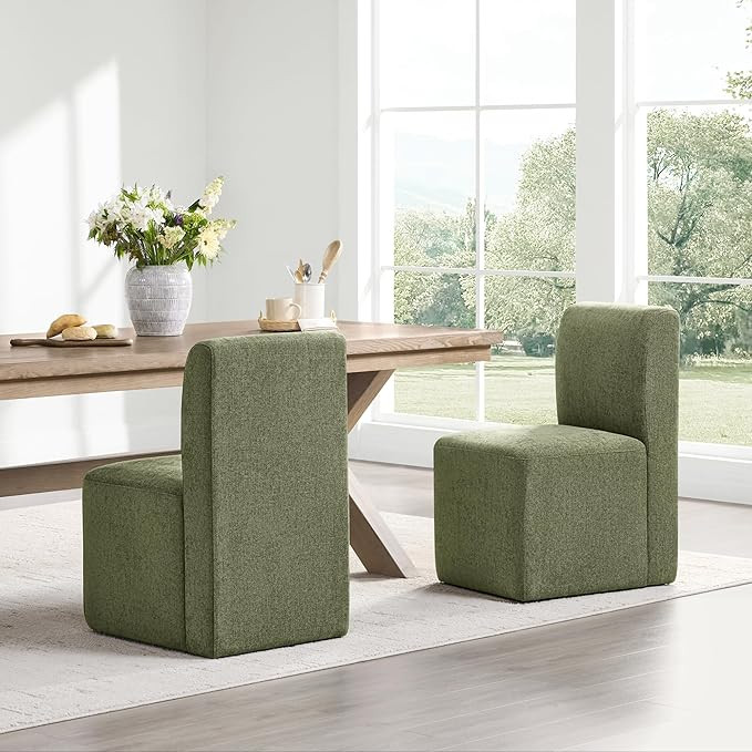 CHITA Dining Chairs with Casters Set of 2, FSC Certified Upholstered Armless Modern Rolling Dinin... | Amazon (US)