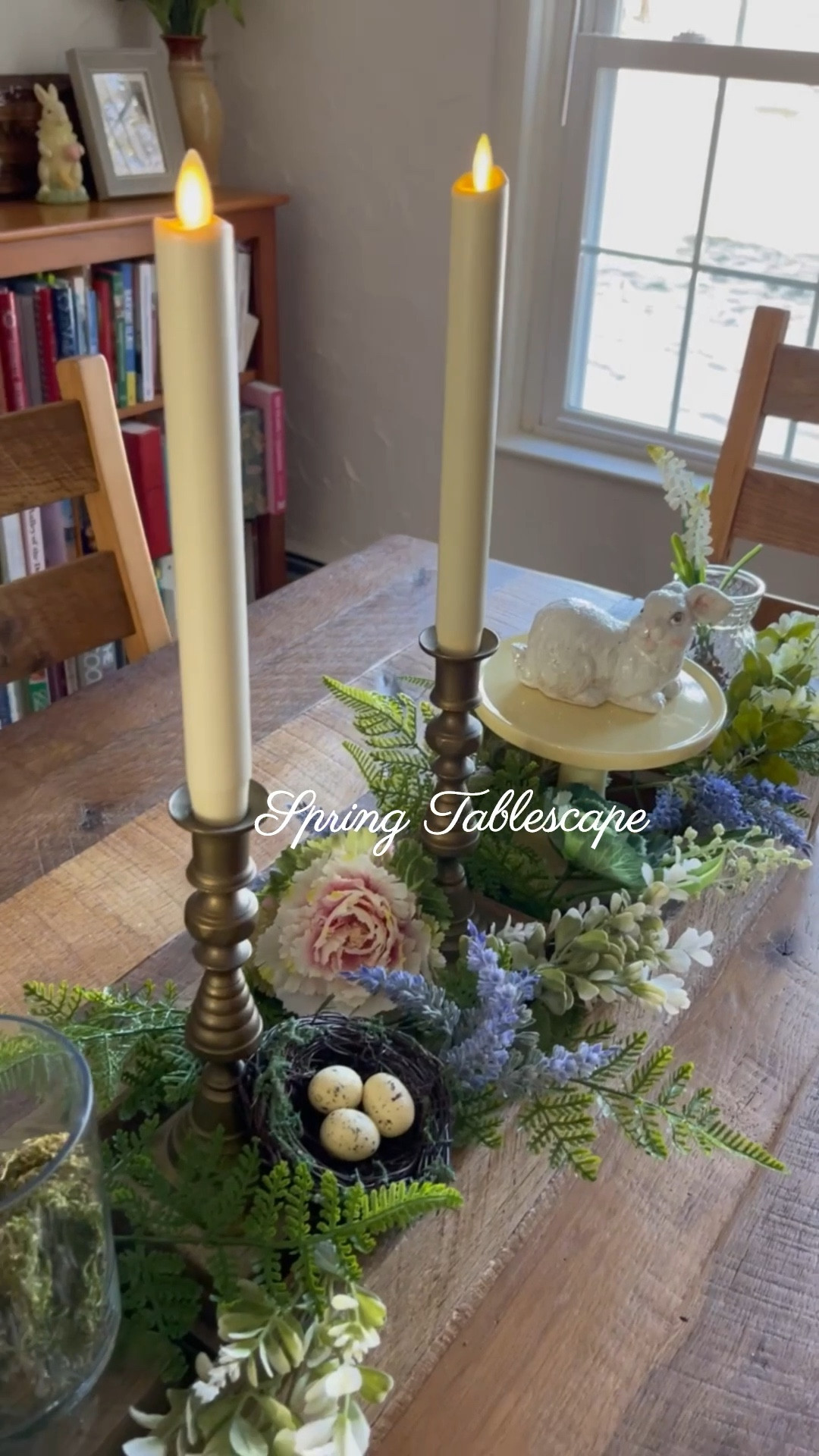 Spring tablescape, Easter dining room table centerpiece, @Michaels faux spring flowers, white bunnies, decorative cabbage 

#LTKSeasonal #LTKSaleAlert #LTKHome