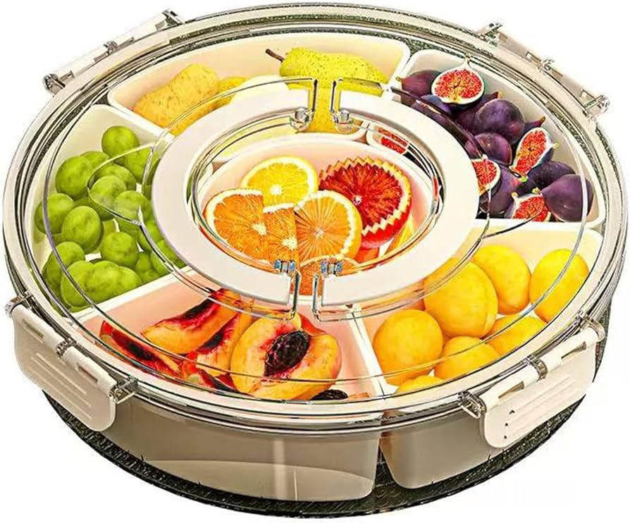 Divided Serving Tray with Lid and Handle,6 Compartments Portable Divided Snackle Box Container,Ro... | Amazon (US)
