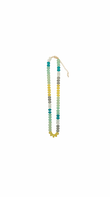 The Peony Necklace- Green/ Yellow/ Grey | Cocos Beads and Co
