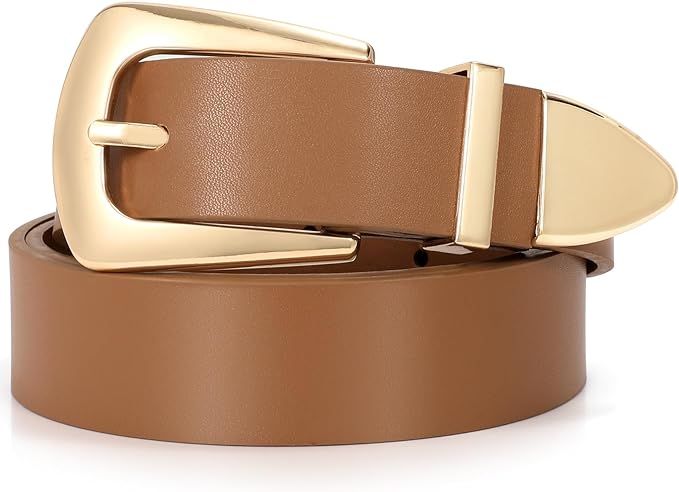 SUOSDEY Women's Leather Belts Vintage Western Belt Metal Tailed Faux Leather Ladies Belts for Jea... | Amazon (US)