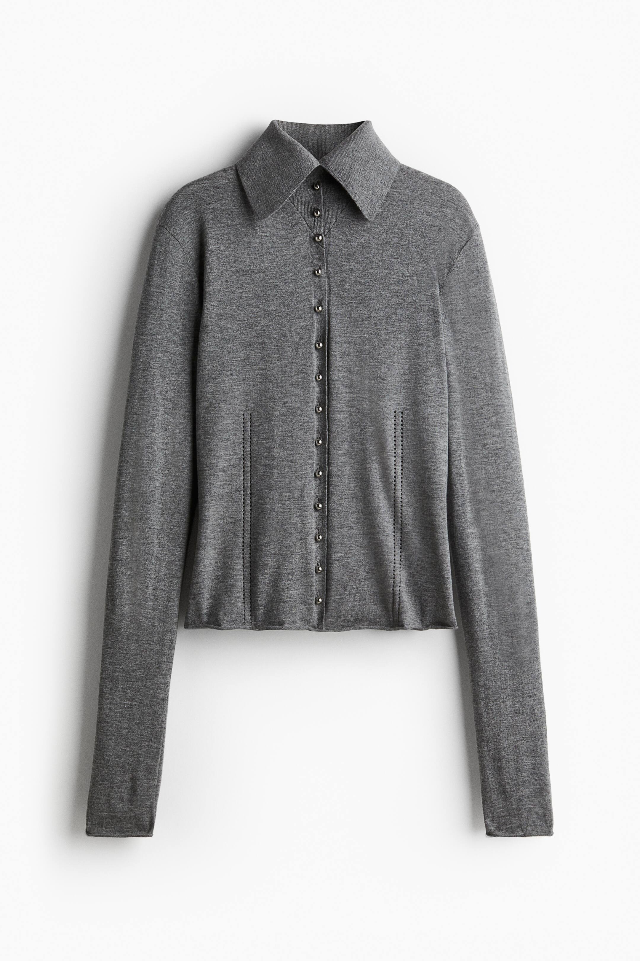 Wool-Blend Button-Front Knit Top | H&M (US + CA)