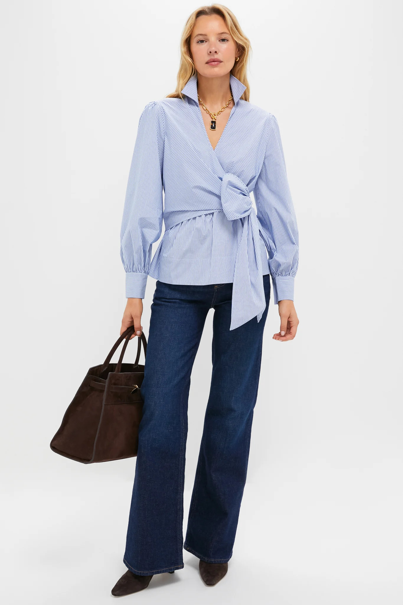 White Tie Front Bow Bea Blouse | Tuckernuck (US)