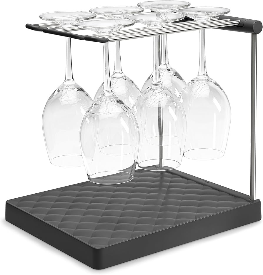 KOHLER K-8628-CHR Wine Glass Drying Rack, Wine Glasses Rack Organizer, Folding Drying Rack for 6 ... | Amazon (US)