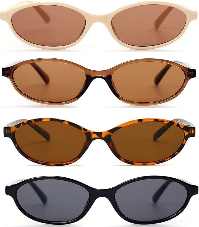 FSMILING Retro Oval Sunglasses for Women vintange 90s Trendy Chic Cat Eye Sunglasses Women | Amazon (UK)