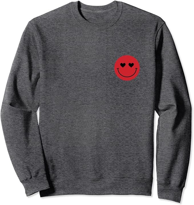 Red Happy Face with Heart Eyes, Valentine's Day Gear Sweatshirt | Amazon (US)