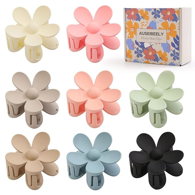 8PCS Flower Claw Clips, Hair Claw Clips for Thick Thin Hair, Matte Non Slip Hair Clips Strong Hol... | Amazon (US)