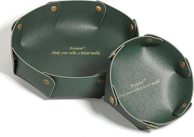 Leather Valet Trays,Premium Catchall Trays,Jewelry Trays, Folding Travel Organizer,Decorative Des... | Amazon (US)