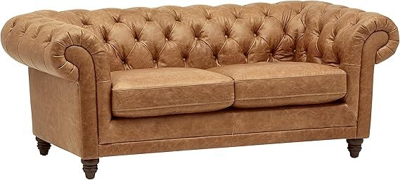 Amazon Brand – Stone & Beam Bradbury Chesterfield Modern Tufted Leather Loveseat Sofa Couch, 78... | Amazon (US)